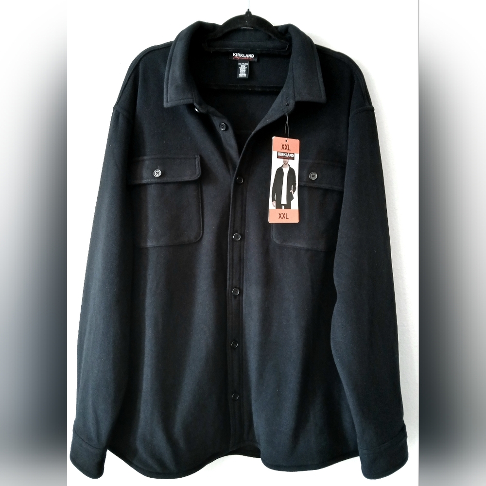 New KIRKLAND Men's BLACK Button Down Shirt Jacket SHACKET Size 2XL XXL